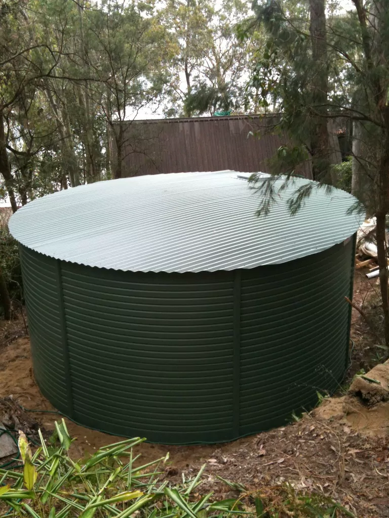 water tank installed in the bush