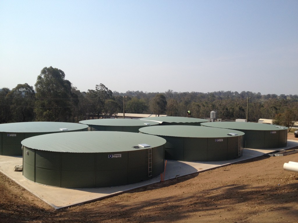 Multiple Commercial Pioneer water tanks installed